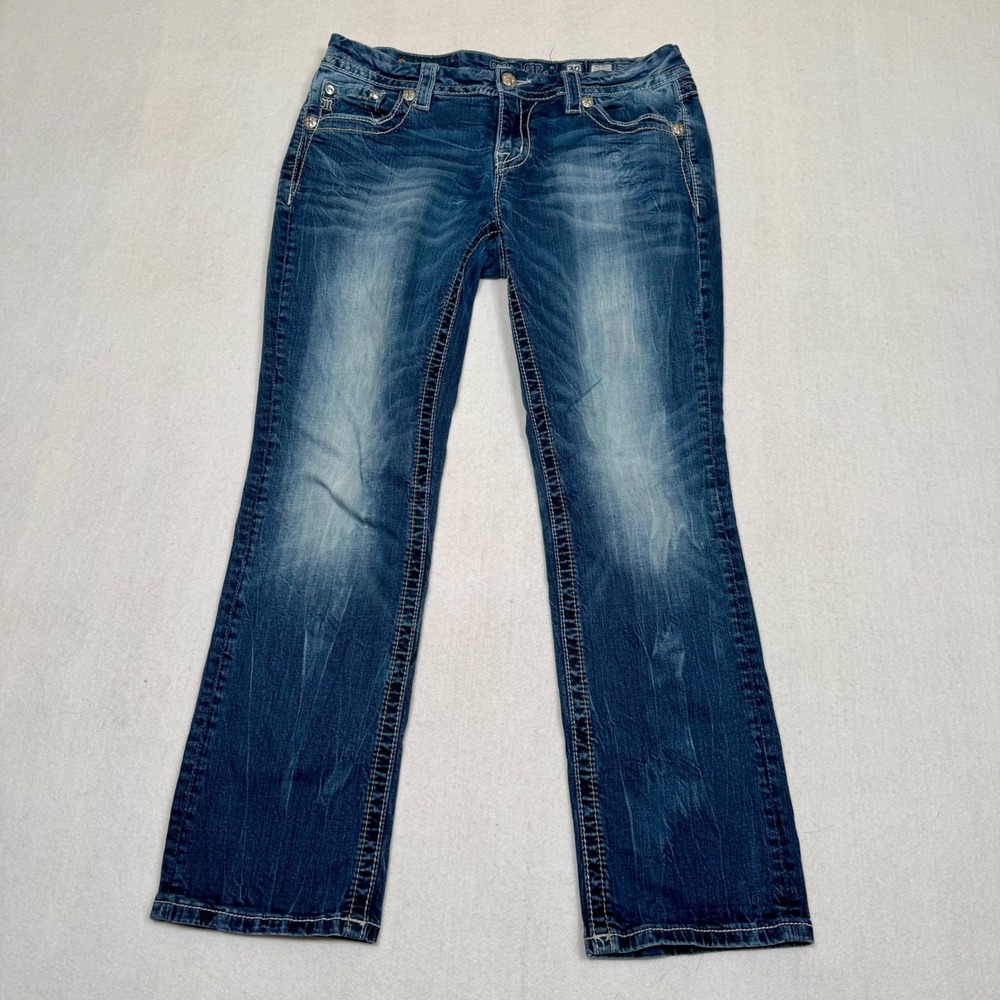 Miss Me Easy Crop Jeans Womens 30 Mid Rise Sequin Distressed JE8432EC